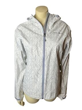 Eddie Bauer White and gray Rain Jacket/Windbreaker